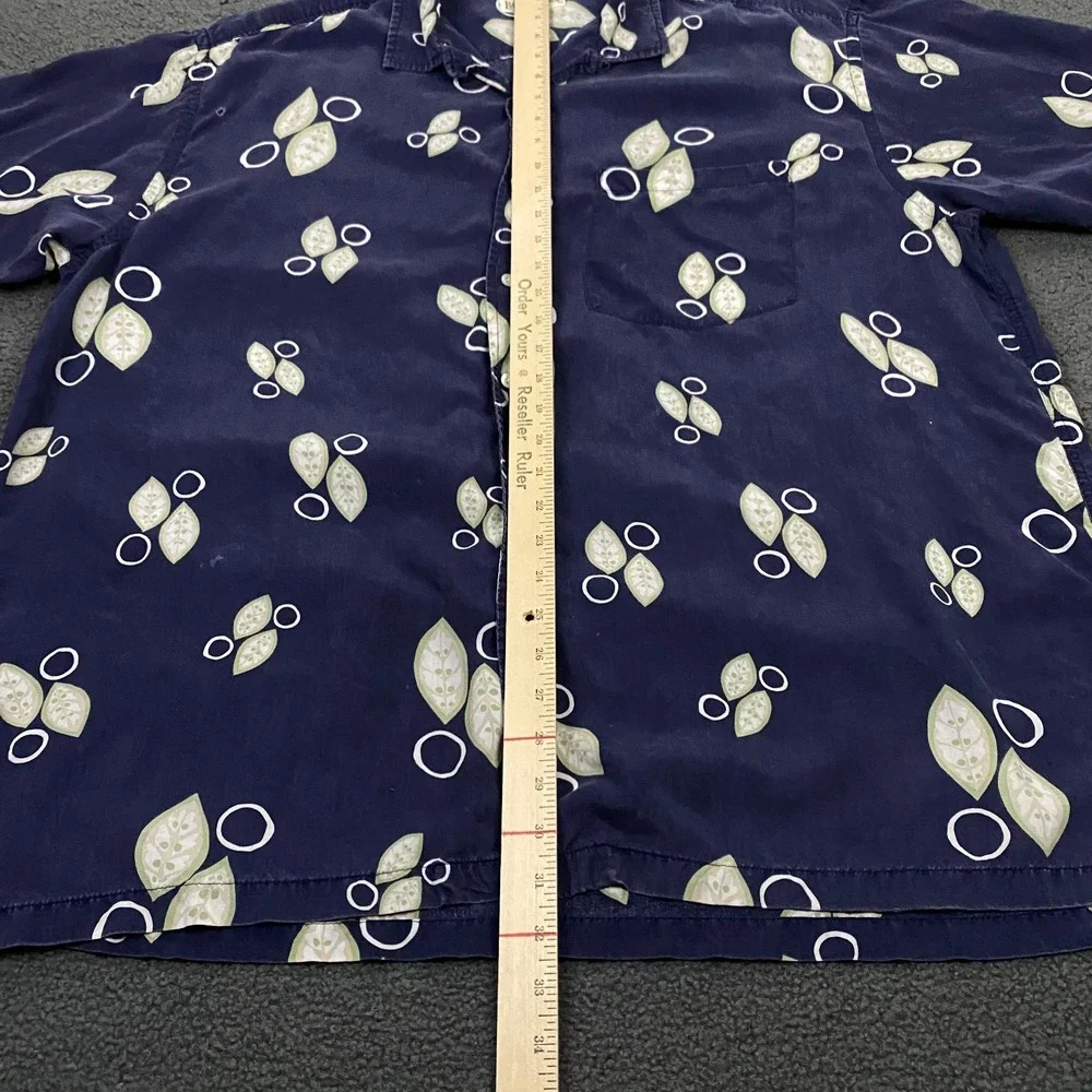 VTG Banana Republic Hawaiian Shirt Mens XL Blue Camp Loop Collar Rayon Aloha